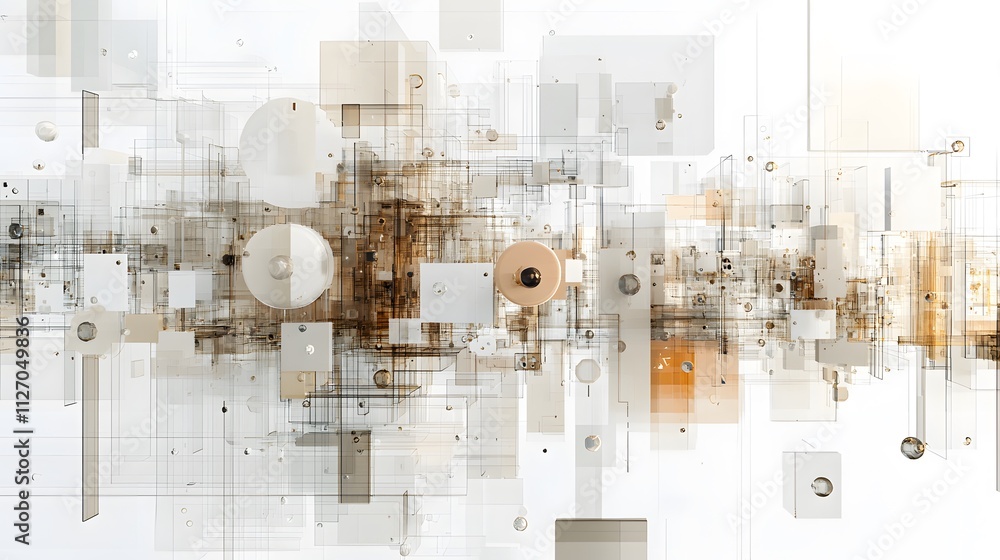 Poster A conceptual abstract layout of translucent shapes blending seamlessly into a cohesive network.