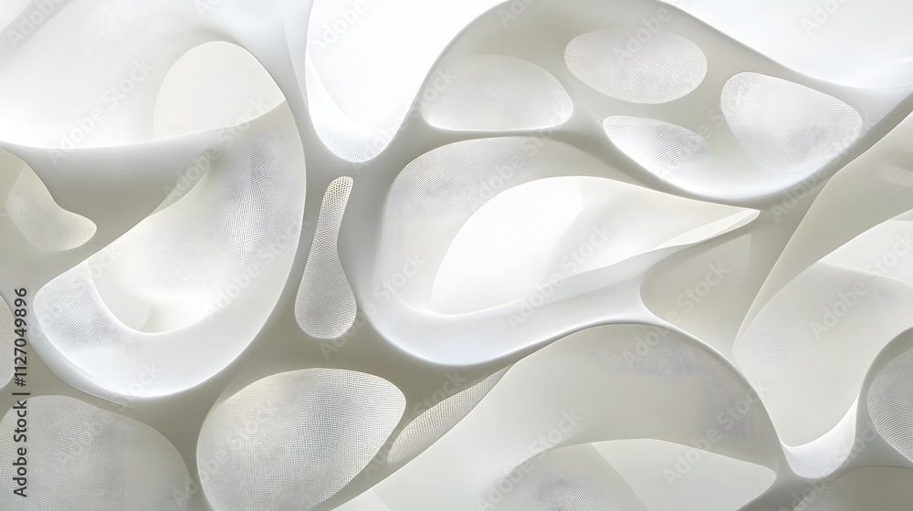 Poster Abstract overlapping translucent shapes forming a smooth and seamless connectivity flow.