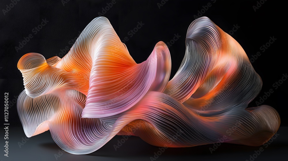 Aufkleber a vibrant depiction of interwoven translucent ribbons creating a dynamic seamless flow.