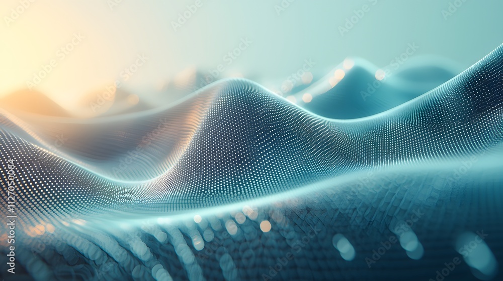 Poster A futuristic wave design glowing softly in gradient hues, creating a seamless digital flow.