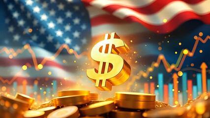 A Dynamic Visual of American Economic Power and Global Market Influence. Ai Generated