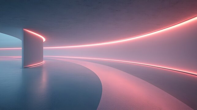 A minimalist symmetrical layout of glowing points connected by smooth translucent pathways.