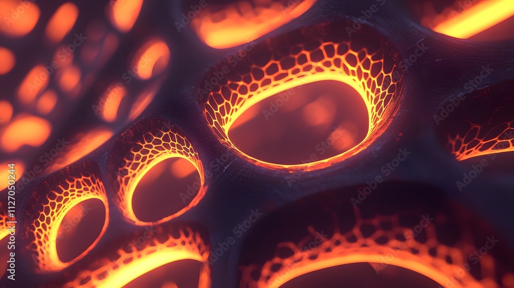 Poster A vibrant mesh pattern of glowing nodes connected by smooth lines creating a seamless visual.