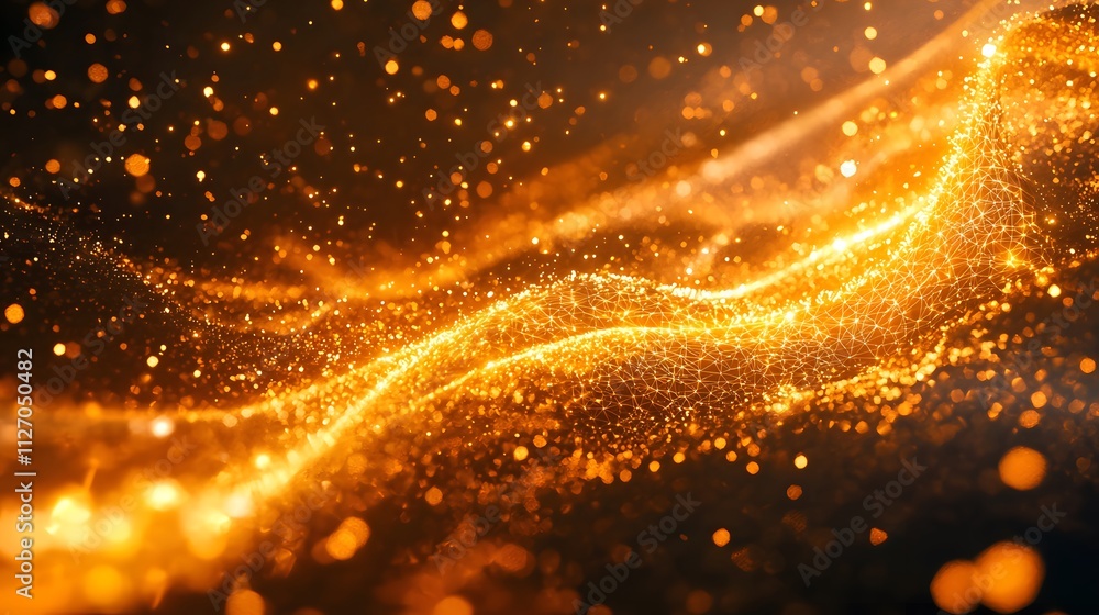 Poster A vibrant wave of glowing arcs flowing into a seamless and dynamic network texture.