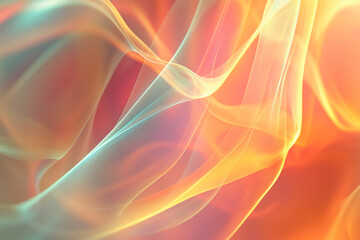 Fototapeta premium Abstract landscape with soft flowing shapes, pastel gradients, glowing ambient light, soothing wave-like patterns, and a tranquil atmosphere; perfect for meditation spaces or wellness themes