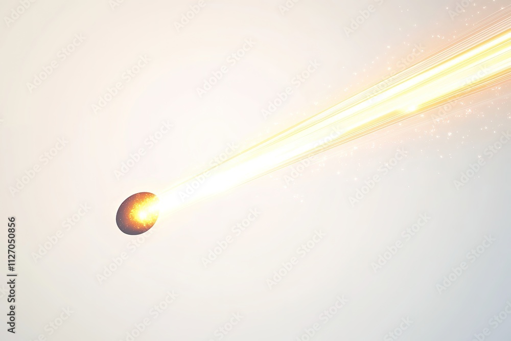 Aufkleber minimalist illustration of comet streaking through space with bright glow trailing behind it