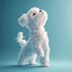 Cute Fluffy Dog Standing on Its Hind Legs in Playful Pose