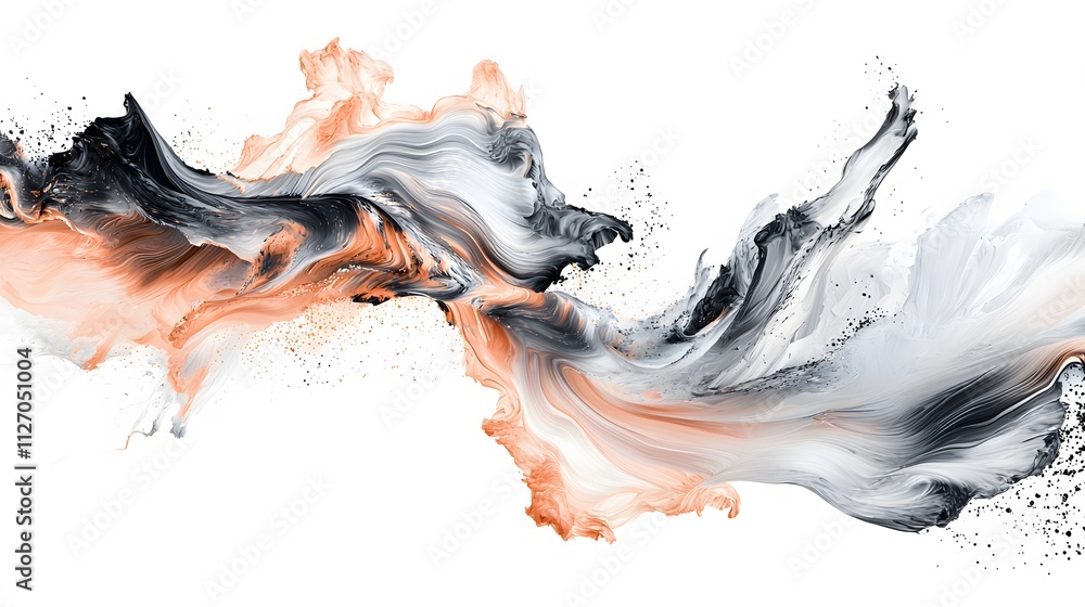 Aufkleber Numbers depicted in a flowing wave-like pattern, creating a sense of movement and fluidity. White background. No shadow