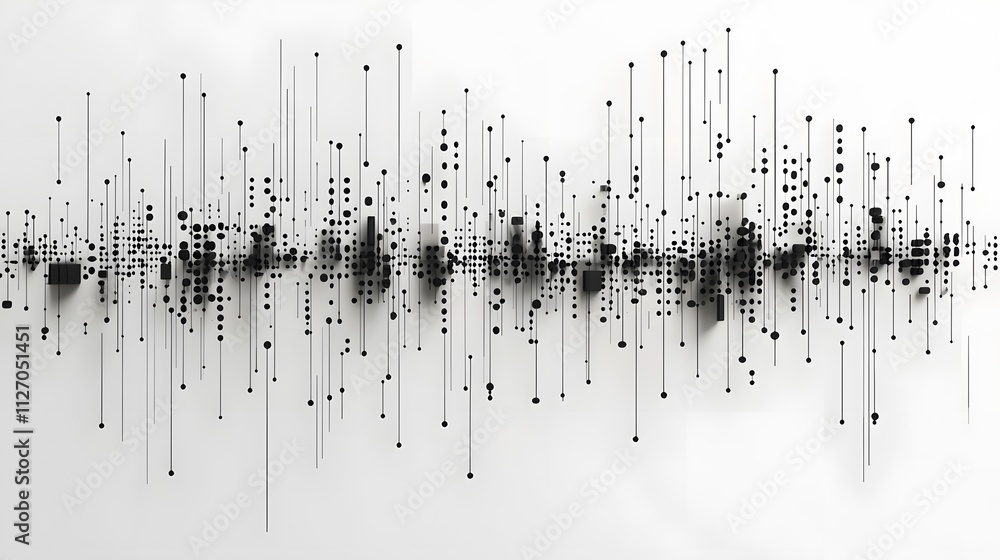 Poster A vertical alignment of bold numbers, each positioned at different heights and sizes, creating a staggered effect that conveys a sense of rhythm and movement. White background. No shadow