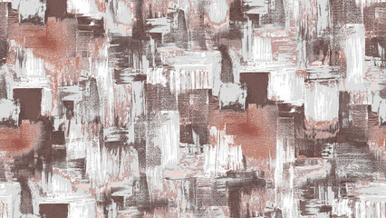 Abstract grunge urban geometric chaotic pattern with words, letters. Old aged newspaper, magazine texture paper background. Beige colorful bright horizontal collage.Mens Designer Shirting Fabrics