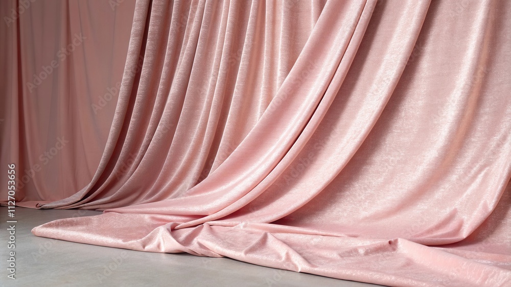 Poster soft, draped pink fabric with subtle shimmer, creating a romantic and elegant background