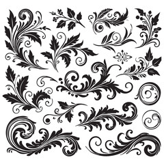 Flower design elements silhouette