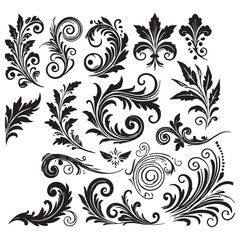 Flower design elements silhouette