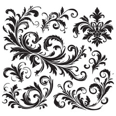 Flower design elements silhouette