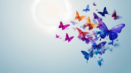 Butterfly cascade world mental health day banner. concept world mental health day, butterfly cascade, banner design, promoting awareness. Cascade. Illustration