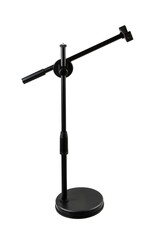 Adjustable smartphone holder stand with a flexible neck and sturdy base, isolated on a white background.