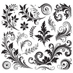 Flower design elements silhouette