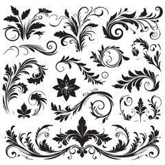 Flower design elements silhouette