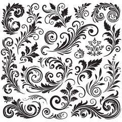 Flower design elements silhouette