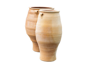 greek clay jugs isolated
