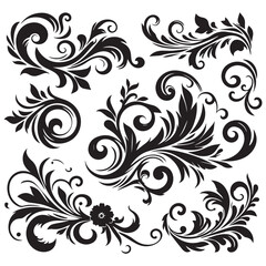 Flower design elements silhouette