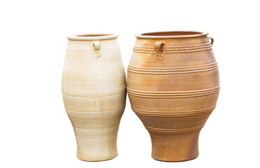 greek clay jugs isolated