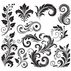 Flower design elements silhouette