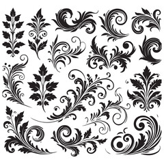 Flower design elements silhouette