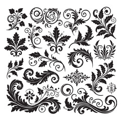 Flower design elements silhouette
