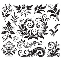 Flower design elements silhouette