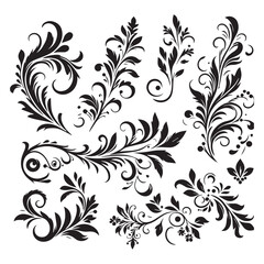 Flower design elements silhouette