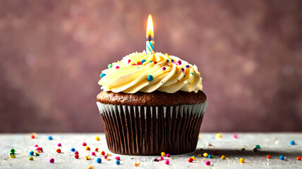 birthday cupcake with candles