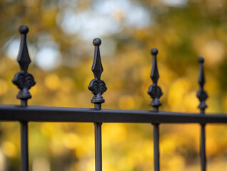 Vintage fence of autumn garden