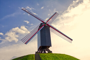 windmill on a hill. Belgium.
