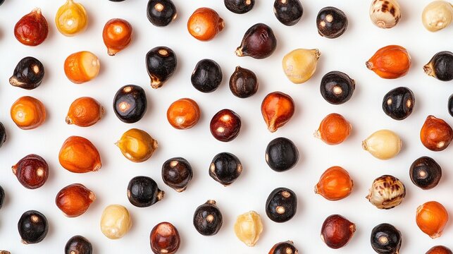 Close-up of Peruvian corn showing detailed kernel texture and vibrant colors. - Powered by Adobe