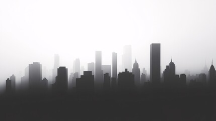 Fototapeta premium City Skyline Silhouette in Foggy Morning
