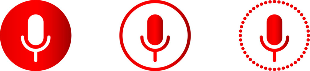 Red recording microphone round icon vector design