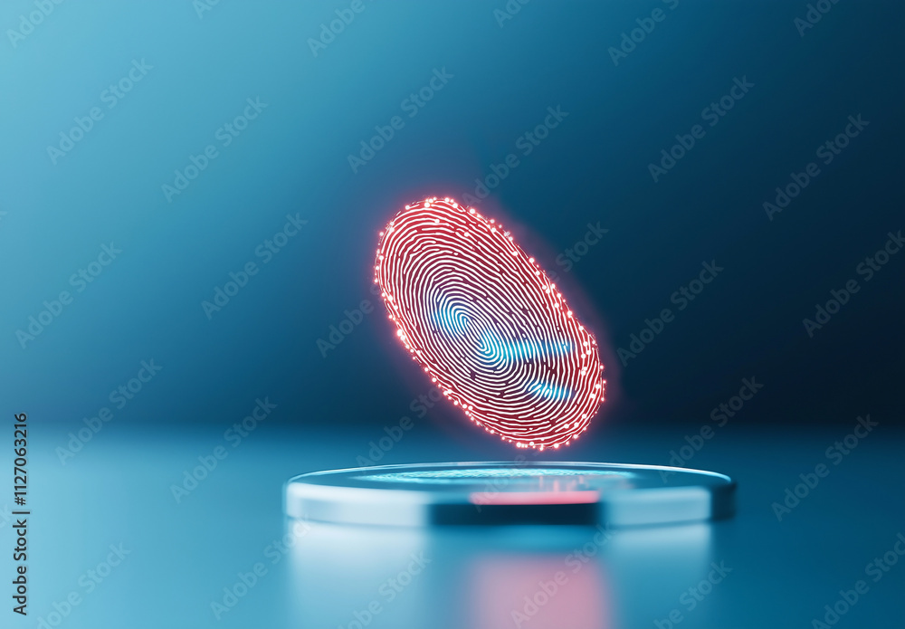 Poster digital fingerprint hologram representing advanced security technology. this concept emphasizes impo