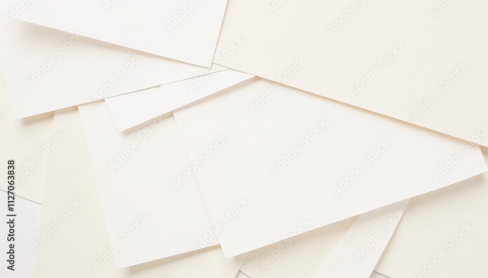Poster abstract paper texture background with layered sheets of white and beige, subtle shadows, clean and 