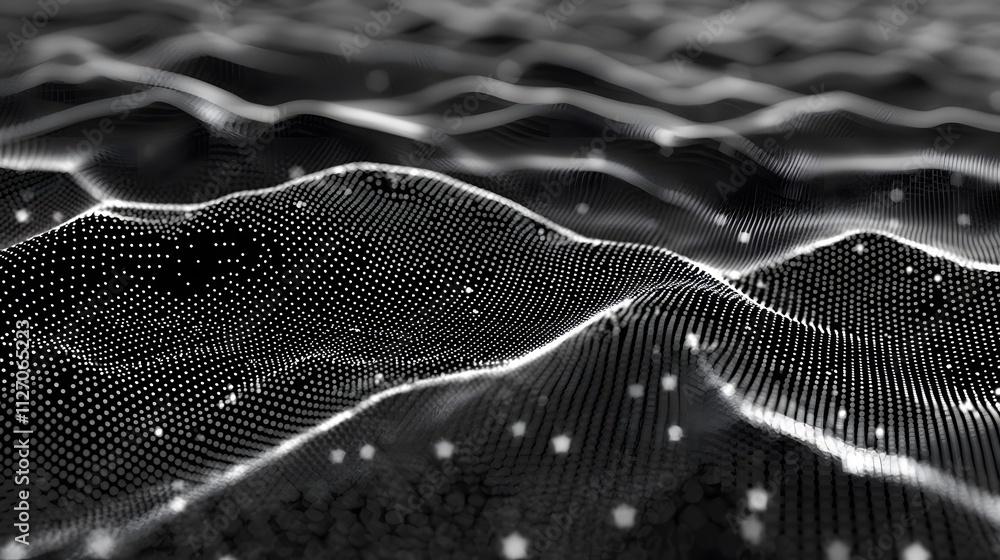 Poster A clean geometric design featuring glowing points interconnected in a seamless digital web.