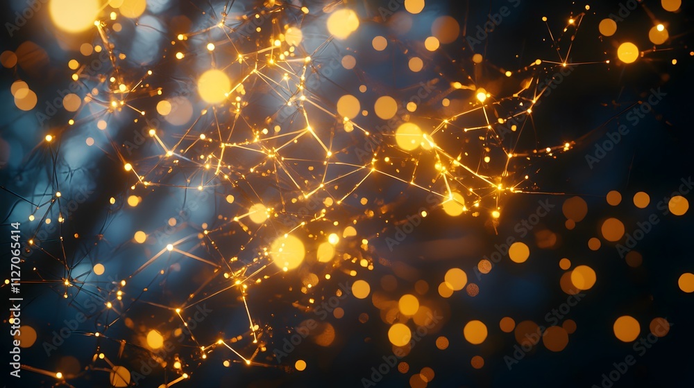 Poster An artistic abstract layout of glowing interconnected nodes creating a seamless network.