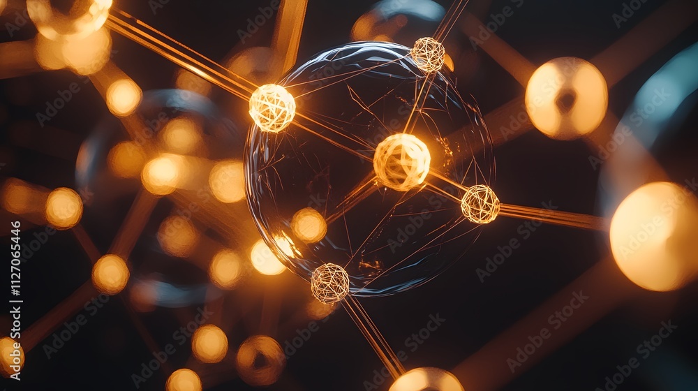 Poster An artistic abstract layout of glowing interconnected nodes creating a seamless network.