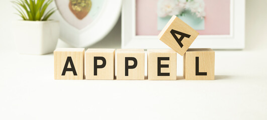 Appeal - words from wooden blocks with letters, a serious or urgent request appeal concept, white background