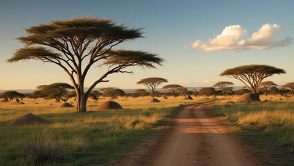 A serene savannah landscape in Kruger National