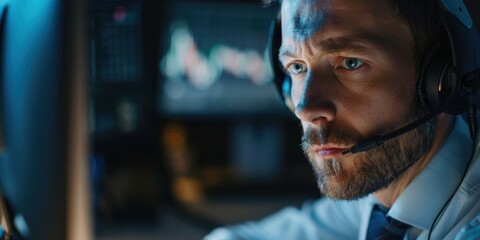 Overworked professional facing communication challenges and financial errors, dealing with stress and fatigue while working at a computer