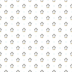 Cute Cartoon penguin seamless pattern background. Vector Illustration.