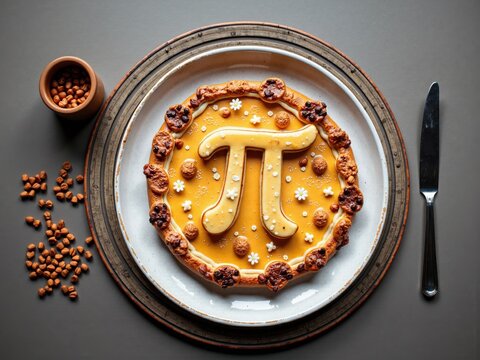Delicious pie celebrating pi day with creative decoration