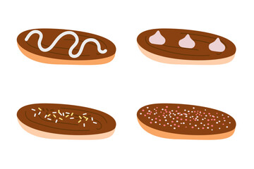 Collection of eclairs pastries French cuisine