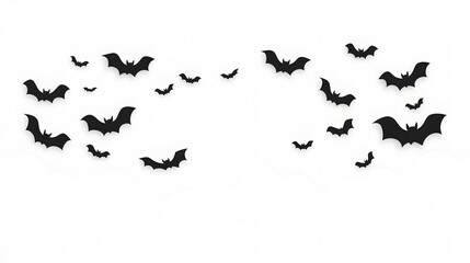Obraz premium Flying black bats flat style illustration isolated on white background