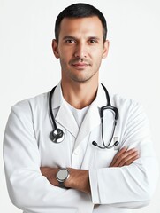 Fototapeta premium Healthcare professional portrait clinic neutral background close-up